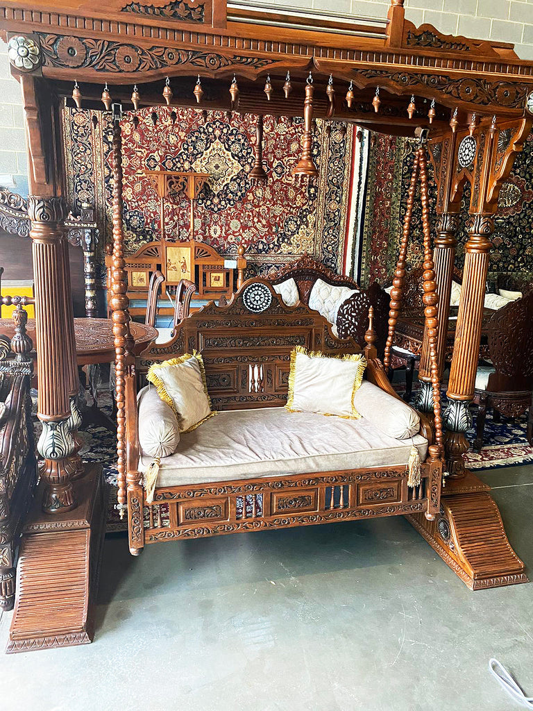 Rani Handcarved Sheesham Wood Traditional Indian Indoor Swing SW010