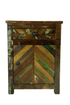 Rustic Handpainted Reclaimed Wood Nightstand SideTable With Cabinet