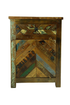 Rustic Handpainted Reclaimed Wood Nightstand SideTable With Cabinet