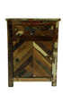Rustic Handpainted Reclaimed Wood Nightstand SideTable With Cabinet