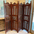 Ornate Four Panel Foldable Wooden Divider Screen 69" Tall